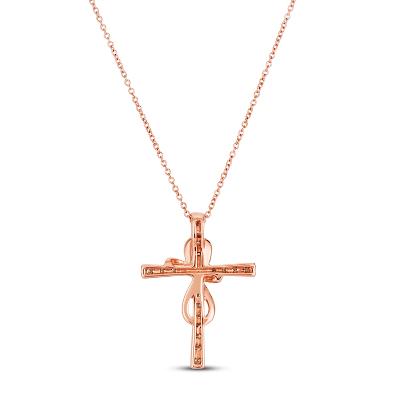 Main Image 3 of Previously Owned Le Vian Diamond Cross Necklace 1/2 ct tw 14K Strawberry Gold 18&quot;