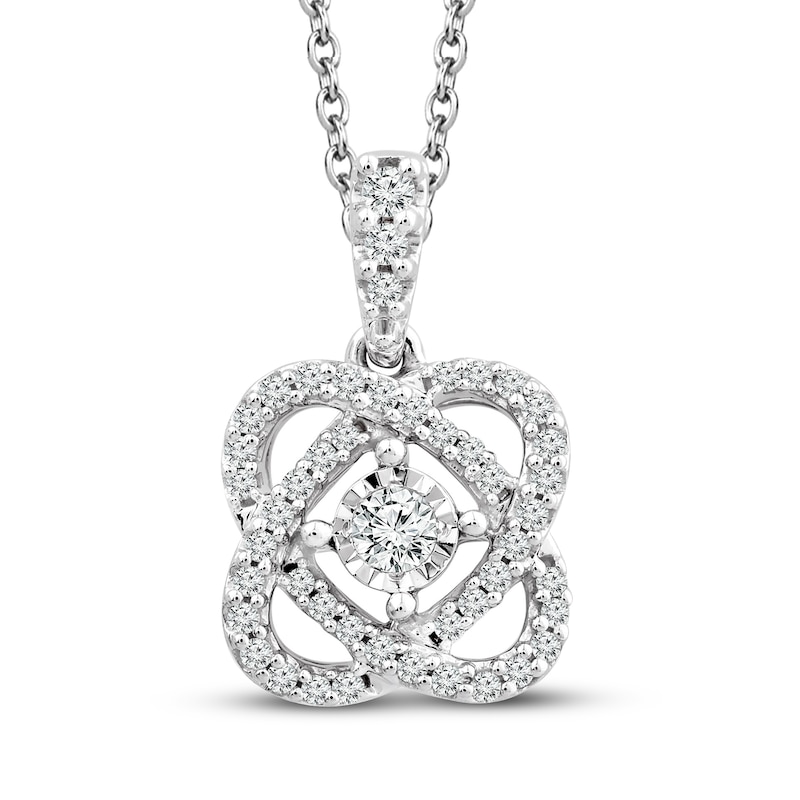 Main Image 1 of Previously Owned Center of Me Diamond Necklace 1/5 ct tw 10K White Gold 18&quot;