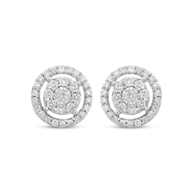 Previously Owned Round-cut Diamond Stud Earrings 1/2 ct tw 10K White Gold