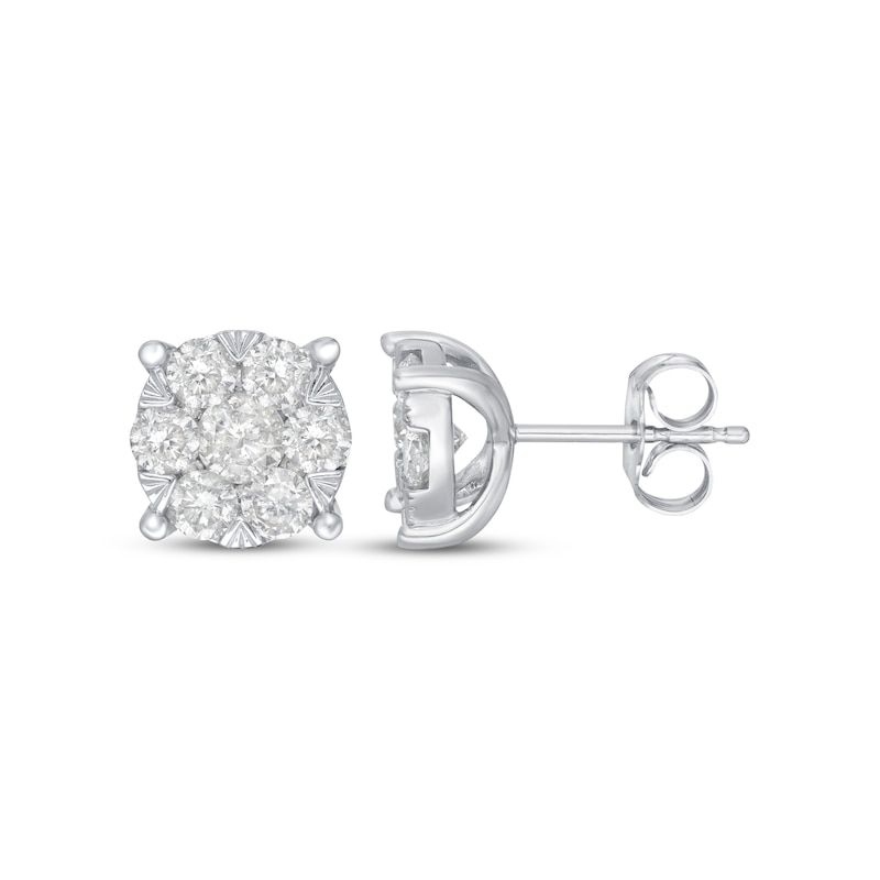 Previously Owned Diamond Fashion Stud Earrings 1 ct tw Round-cut 10K ...