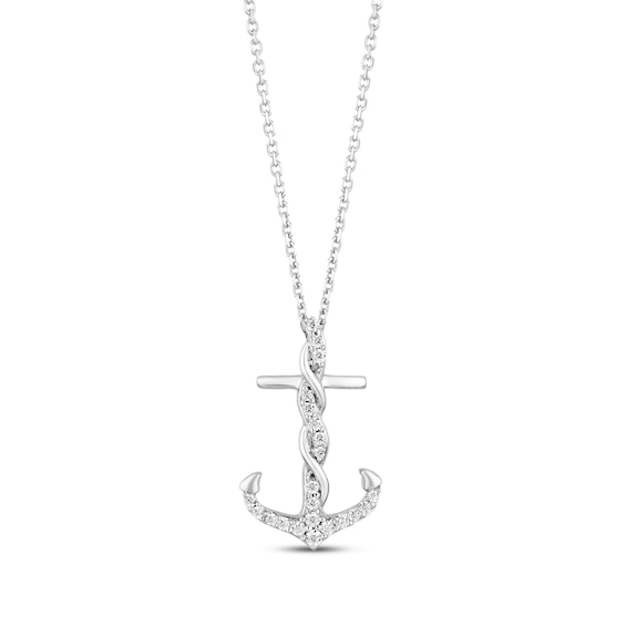 Previously Owned Hallmark Diamonds Anchor Necklace 1/6 ct tw Sterling Silver 18"