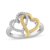 Thumbnail Image 0 of Previously Owned Joining Hearts Diamond Ring 1/10 ct tw 10K Yellow Gold Sterling Silver