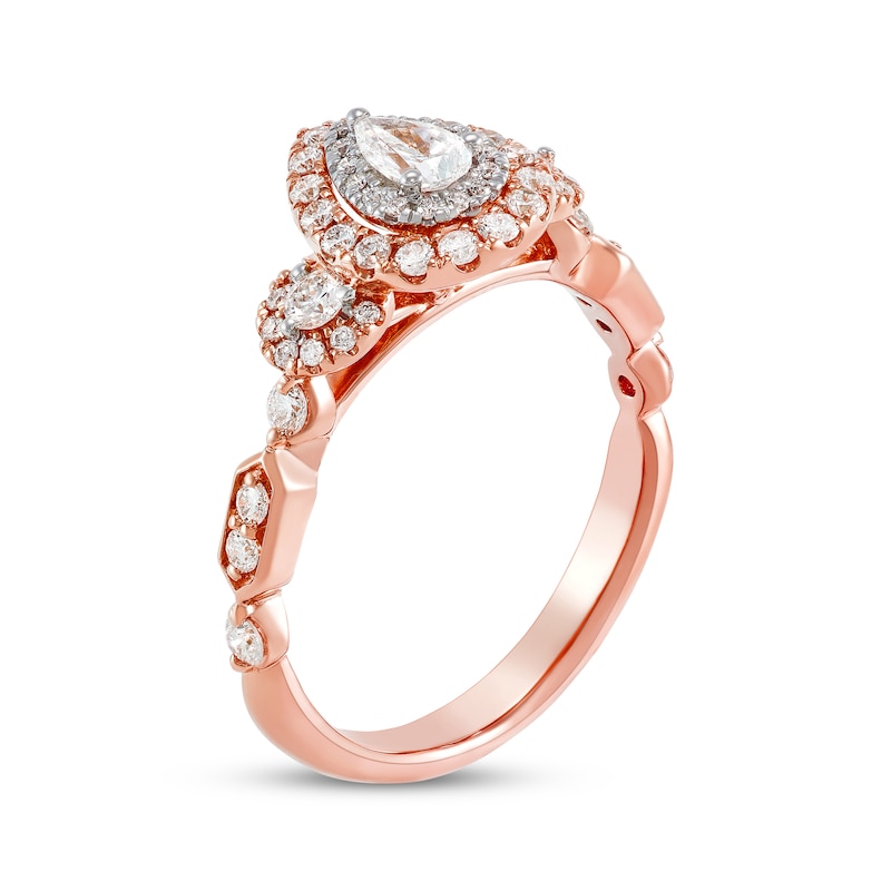 Main Image 2 of Previously Owned Diamond Engagement Ring 3/4 ct tw Pear & Round 14K Rose Gold