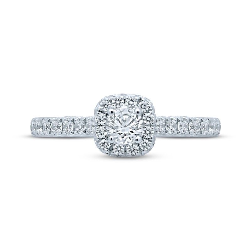 Main Image 4 of Previously Owned Monique Lhuillier Bliss Diamond Engagement Ring 7/8 ct Round-cut 18K White Gold