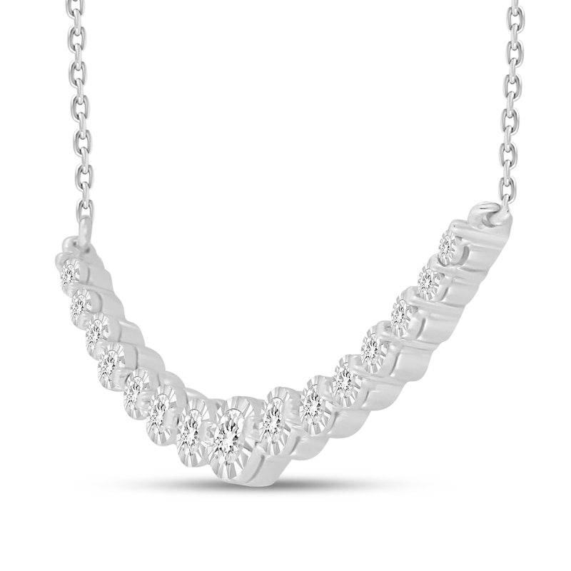 Main Image 4 of Previously Owned Diamond Fashion Necklace 1/4 ct tw Round-cut 10K White Gold 18&quot;