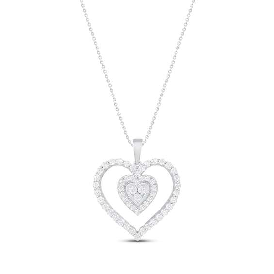 Previously Owned Diamond Heart Necklace 1 ct tw Round-cut 10K White Gold 19"