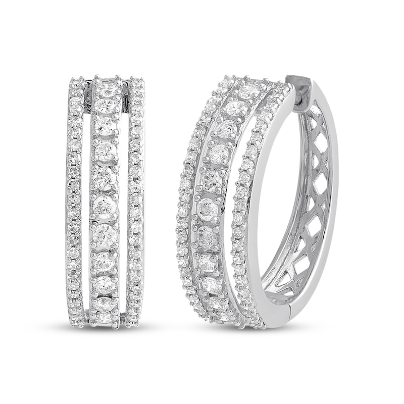 Main Image 1 of Previously Owned Diamond Hoop Earrings 1/2 ct tw Round-cut 10K White Gold