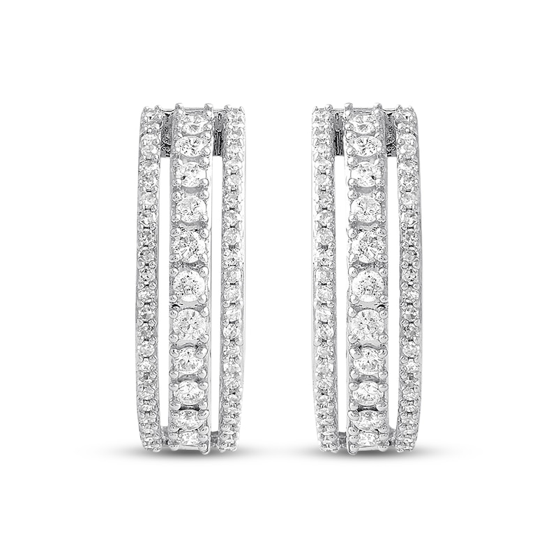 Main Image 2 of Previously Owned Diamond Hoop Earrings 1/2 ct tw Round-cut 10K White Gold