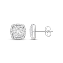 Previously Owned Diamond Stud Earrings 1/2 ct tw Round-cut Sterling Silver