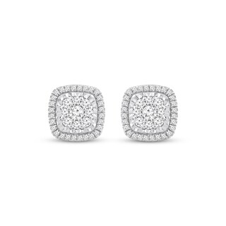 Previously Owned Diamond Stud Earrings 1/2 ct tw Round-cut Sterling ...