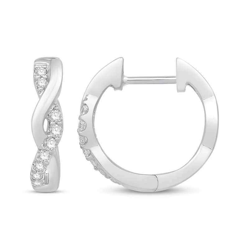 Main Image 3 of Previously Owned Diamond Twist Hoop Earrings 1/5 ct tw Round-cut Sterling Silver