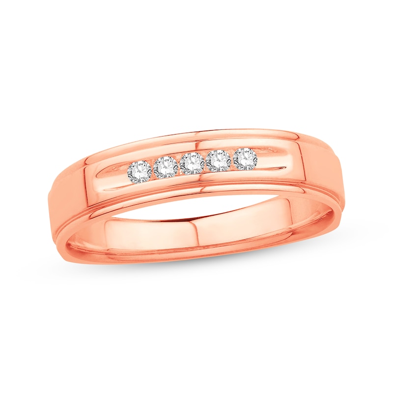 Main Image 1 of Previously Owned Men's Diamond Wedding Band 1/8 Carat tw Round-cut 10K Rose Gold