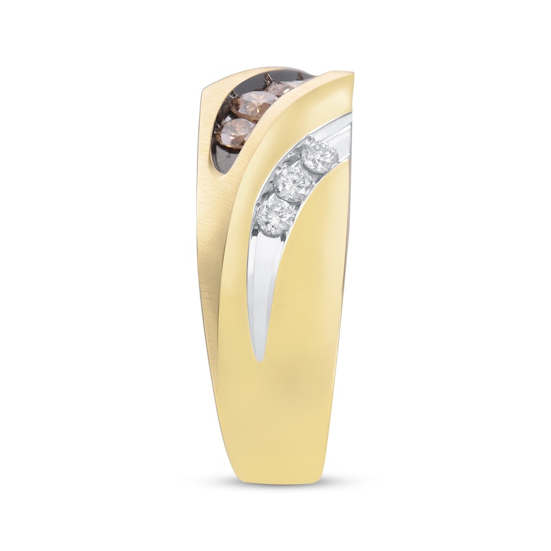 Main Image 3 of Previously Owned Men’s Brown and White Diamond Ring 1/2 ct tw 10K Yellow Gold