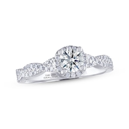 Previously Owned THE LEO Ideal Cut Diamond Engagement Ring 3/4 ct tw Round-cut 14K White Gold