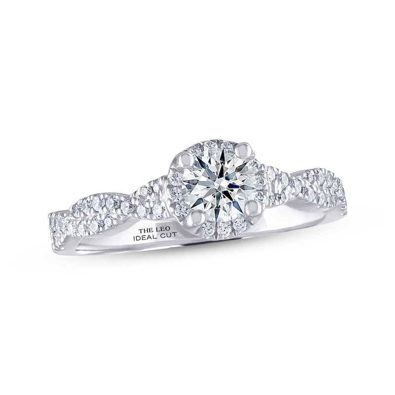 Main Image 1 of Previously Owned THE LEO Ideal Cut Diamond Engagement Ring 3/4 ct tw Round-cut 14K White Gold