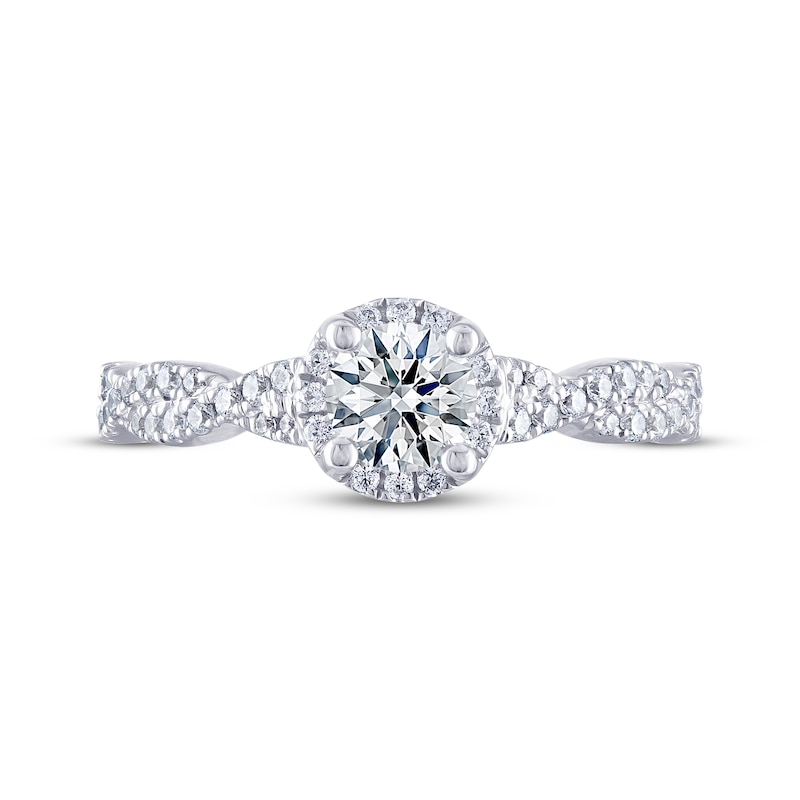 Main Image 3 of Previously Owned THE LEO Ideal Cut Diamond Engagement Ring 3/4 ct tw Round-cut 14K White Gold