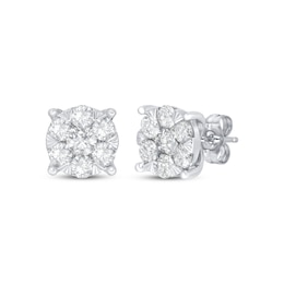 Previously Owned Diamond Fashion Stud Earrings 1 1/2 ct tw Round-cut 10K White Gold