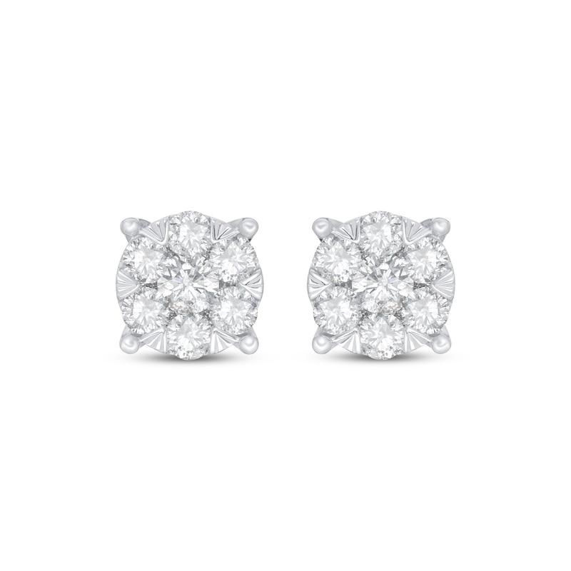 Main Image 2 of Previously Owned Diamond Fashion Stud Earrings 1 1/2 ct tw Round-cut 10K White Gold