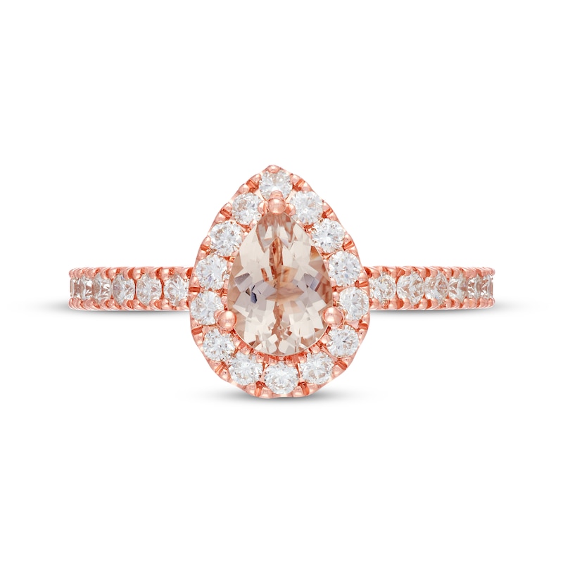 Previously Owned Neil Lane Morganite Engagement Ring 5/8 ct tw Pear & Round-cut 14K Rose Gold