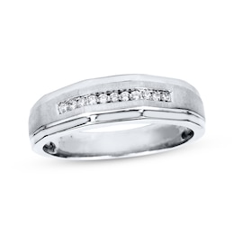 Previously Owned Men's Diamond Wedding Band 1/10 ct tw Round-cut 10K White Gold