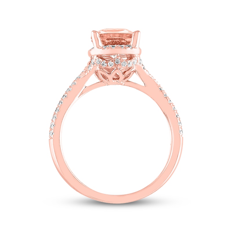 Main Image 3 of Previously Owned Morganite Engagement Ring 1/3 ct tw Round-cut Diamonds 14K Rose Gold