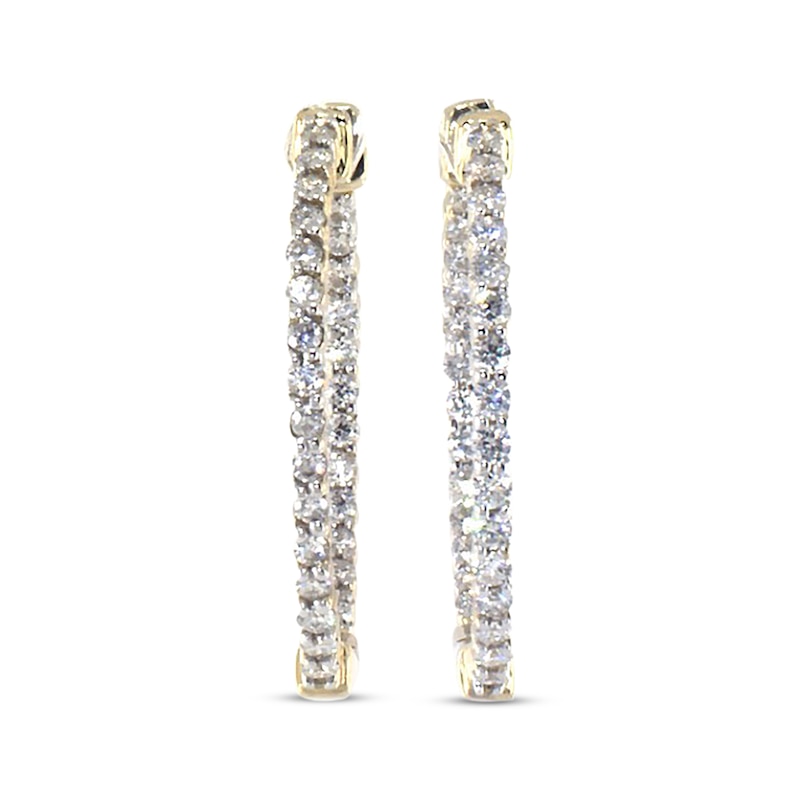 Main Image 1 of Previously Owned Diamond Hoop Earrings 5/8 ct tw Round-cut 14K Yellow Gold