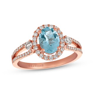 Previously Owned Le Vian Aquamarine Ring 3/8 ct tw Diamonds 14K ...