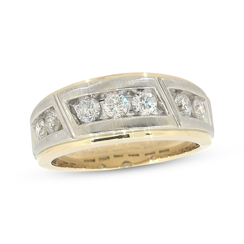 Main Image 1 of Previously Owned Men's Diamond Wedding Band 1 ct tw Round-cut 10K Two-Tone Gold