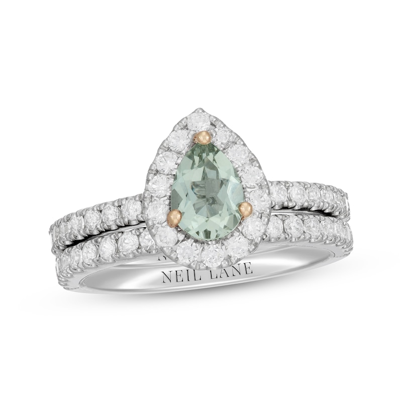 Main Image 1 of Neil Lane Pear-Shaped Green Quartz Bridal Set 1 ct tw Diamond 14K Two-Tone Gold