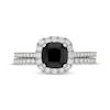 Thumbnail Image 3 of Neil Lane Cushion-Cut Black Diamond & White Diamond Halo Bridal Set 2-1/5 ct tw 14K White Gold