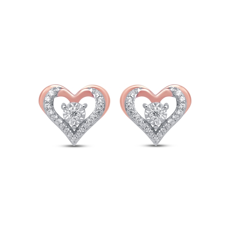 Previously Owned Diamond Stud Heart Earrings 1/10 ct tw 10K Rose Gold