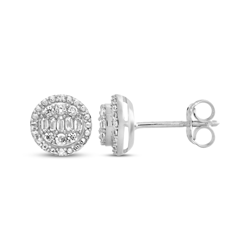Previously Owned Diamond Earrings 1/6 ct tw Round & Baguette 10K White Gold