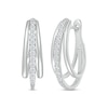 Thumbnail Image 1 of Previously Owned Diamond Three-Row Hoop Earrings 5/8 ct tw Round-cut 10K White Gold