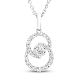 Previously Owned Encircled by Love Diamond Necklace 1/4 ct tw Round-cut Sterling Silver 18&quot;