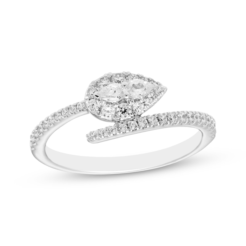 Main Image 1 of Previously Owned Forever Connected Diamond Ring 1/3 ct tw Pear & Round-cut 10K White Gold