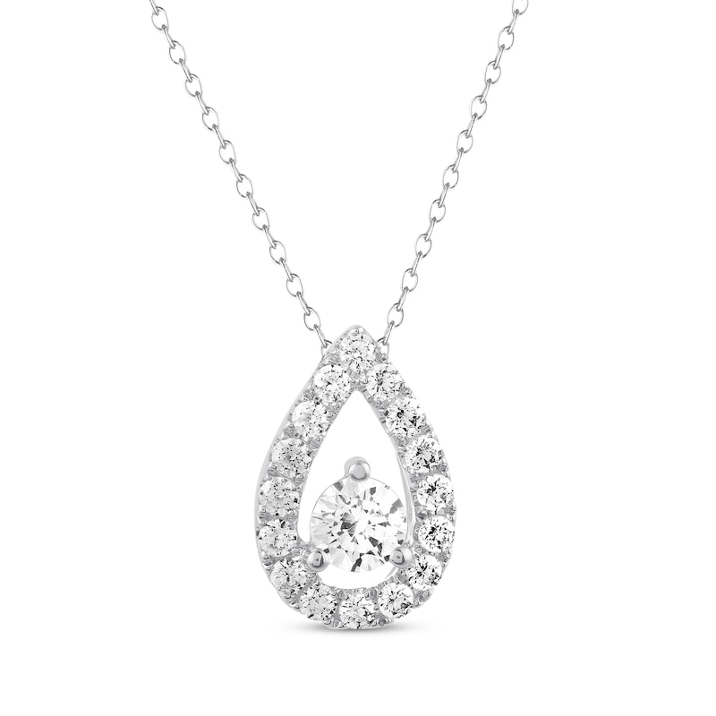 Previously Owned THE LEO Diamond Necklace 1/2 ct tw Round-cut 14K White ...