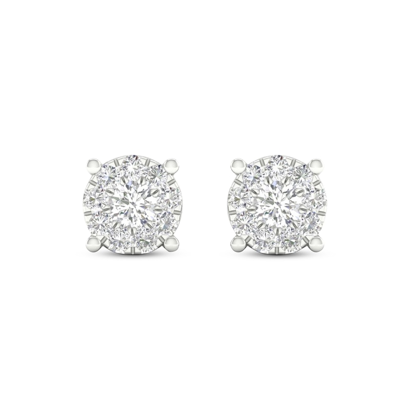 Previously Owned Diamond Halo Stud Earrings 1/4 ct tw Round-Cut 10K White Gold