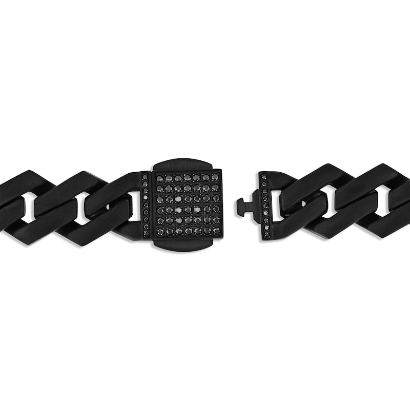 Main Image 3 of Men's Black Diamond Link Bracelet 1/2 ct tw Black Ion-Plated Stainless Steel 8.50&quot;