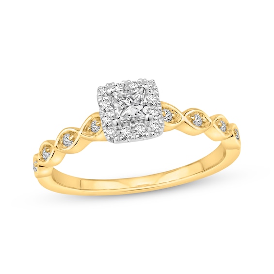 Previously Owned Diamond Engagement Ring 3/8 ct tw Princess & Round-cut 10K Two-Tone Gold