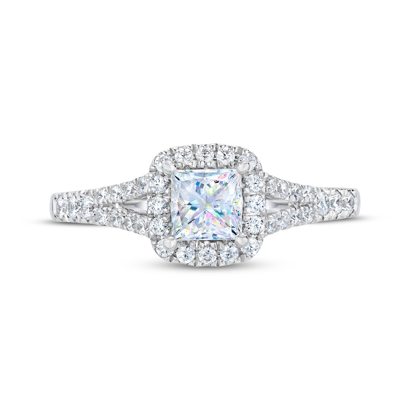 Previously Owned THE LEO First Light Diamond Engagement Ring 3/4 ct tw Princess & Round-cut 14K White Gold