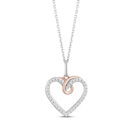 Previously Owned Hallmark Diamonds Heart Necklace 1/10 ct tw Sterling Silver & 10K Rose Gold 18&quot;