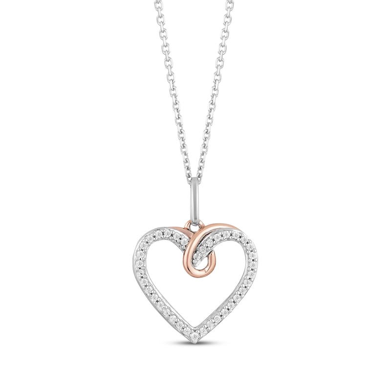 Previously Owned Hallmark Diamonds Heart Necklace 1/10 ct tw Sterling Silver & 10K Rose Gold 18"