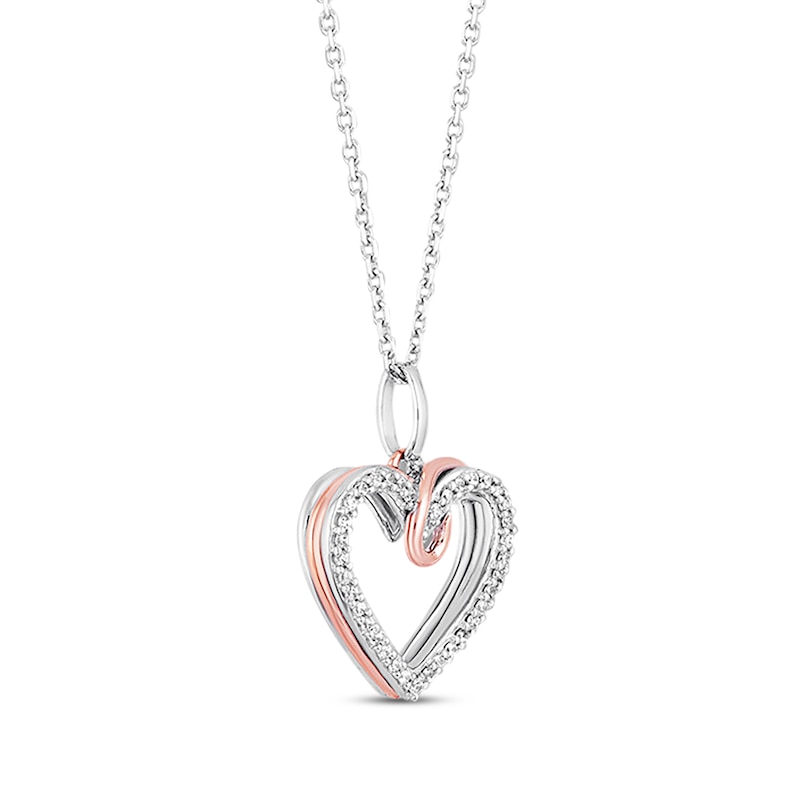 Previously Owned Hallmark Diamonds Heart Necklace 1/10 ct tw Sterling Silver & 10K Rose Gold 18"