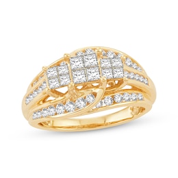 Previously Owned Multi-Stone Diamond Engagement Ring 1 ct tw Princess & Round-cut 10K Yellow Gold