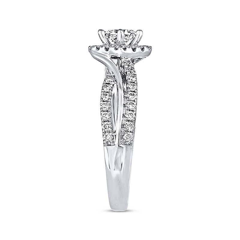 Main Image 2 of Previously Owned THE LEO Diamond Engagement Ring 3/4 ct tw Princess & Round-cut 14K White Gold