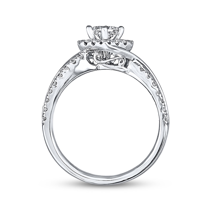 Main Image 3 of Previously Owned THE LEO Diamond Engagement Ring 3/4 ct tw Princess & Round-cut 14K White Gold