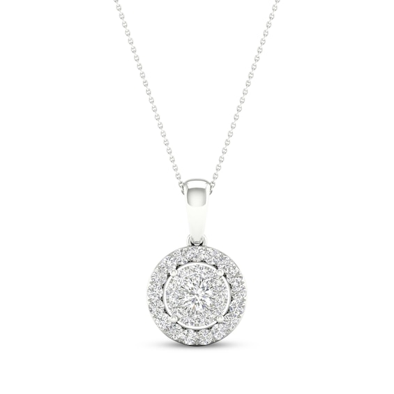 Previously Owned Multi-Diamond Necklace 1/ ct tw Round-Cut 10K White Gold 18