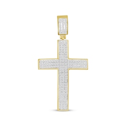 Previously Owned Men's Diamond Cross Pendant 1/2 ct tw Round-cut 10K Yellow Gold