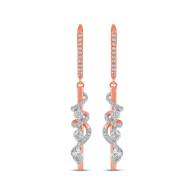 Main Image 2 of Previously Owned Diamond Drop Earrings 1/3 ct tw Round-cut 10K Rose Gold