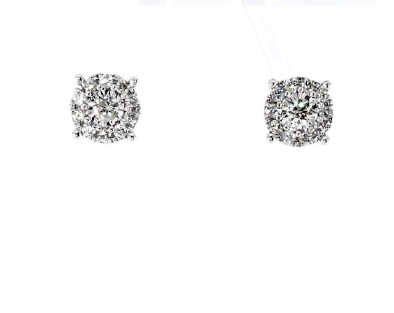 Previously Owned Diamond Halo Stud Earrings 3/8 ct tw 10K White Gold